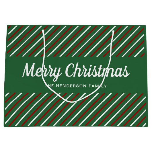 Elegante groene en rode kerst groot cadeauzakje (Voorkant)
