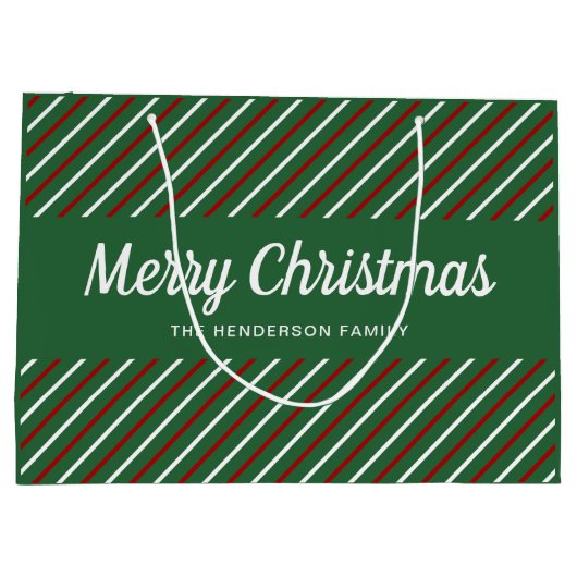 Elegante groene en rode kerst groot cadeauzakje (Achterkant)
