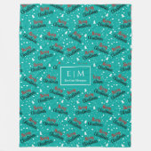 Elegante groene en rode kerstbelettering fleece deken (Voorkant)