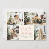 Elegante groene en rode kerstfotokaart kaart (Voorkant)