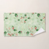 Elegante groene en roze bloemen bad handdoek (Handdoek)