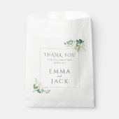 Elegante groene en roze bloemen lijst bruiloft bedankzakje (Voorkant)