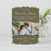 Elegante groene en witte bloem Border Foto Kaart (Staand voorkant)