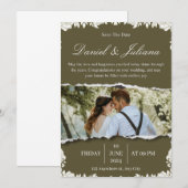 Elegante groene en witte bloem Border Foto Kaart (Voorkant / Achterkant)