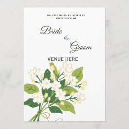 Elegante groene en witte botanische trouwuitnodigi kaart