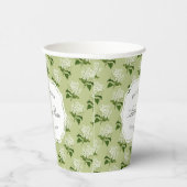 Elegante groene en witte hortensia bruidsdouche papieren bekers (Rechts)