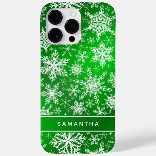 Elegante Groene en Witte Sneeuwvlokken Kerstmis Case-Mate iPhone Case (Achterkant)