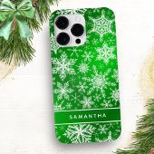 Elegante Groene en Witte Sneeuwvlokken Kerstmis Case-Mate iPhone Case