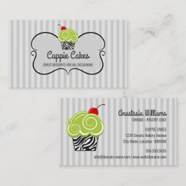 Elegante groene en zebra patroon cupcake bakken visitekaartje