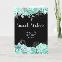 Elegante groene en zilveren bloemen Sweet Sixteen