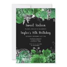 Elegante groene en zilveren bloemen Sweet Sixteen