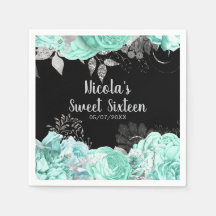 Elegante groene en zilveren bloemen Sweet Sixteen