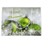 Elegante Groene en Zilveren Kerstmis Grote Gift Ba Groot Cadeauzakje (Voorkant)