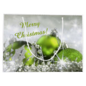 Elegante Groene en Zilveren Kerstmis Grote Gift Ba Groot Cadeauzakje (Achterkant)