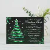 Elegante groene en zilveren sprankelende kerstboom kaart (Staand voorkant)