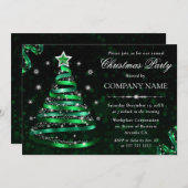 Elegante groene en zilveren sprankelende kerstboom kaart (Voorkant / Achterkant)