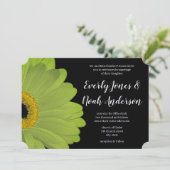 Elegante groene en zwarte Gerber-Margriet-Bruiloft Kaart (Staand voorkant)