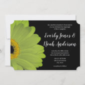Elegante groene en zwarte Gerber-Margriet-Bruiloft Kaart (Voorkant)