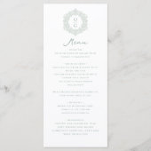 Elegante Groene Erfstuk Trouwreceptie Menu (Voorkant)