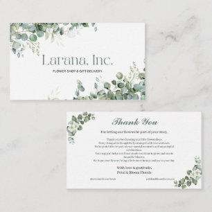 Elegante Groene Eucalyptus Bloemenwinkel Bedankt Visitekaartje