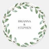 Elegante Groene Eucalyptus Bruiloft Envelop Afdich Ronde Sticker (Voorkant)