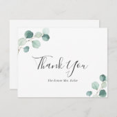Elegante groene eucalyptus bruiloft feestelijke ui bedankkaart (Voorkant / Achterkant)