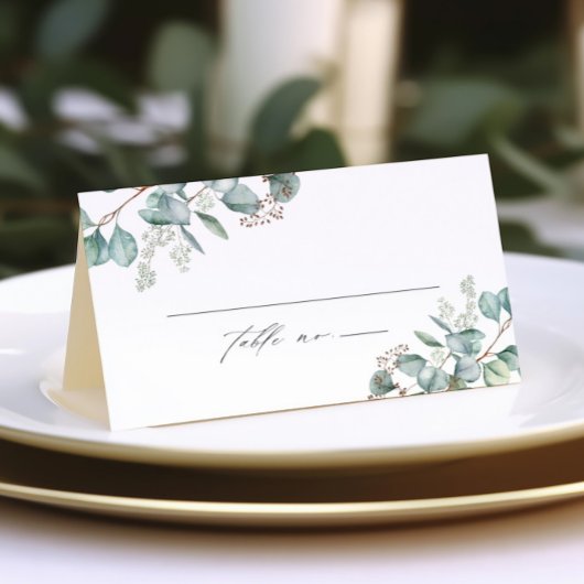 Elegante groene eucalyptus bruiloft plaatskaartje
