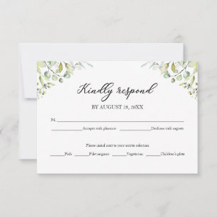 Elegante groene eucalyptus bruiloft RSVP kaart