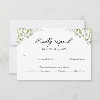 Elegante groene eucalyptus bruiloft RSVP kaart