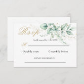 Elegante groene eucalyptus bruiloft RSVP kaartje (Voorkant / Achterkant)
