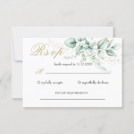 Elegante groene eucalyptus bruiloft RSVP kaartje