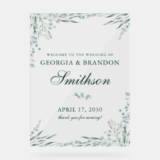 Elegante groene eucalyptus bruiloft welkom acryl bord