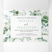 Elegante groene eucalyptus drieluik bruiloft uitno (Binnenkant midden)