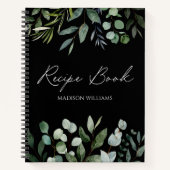 Elegante groene Eucalyptus gepersonaliseerd recept Notitieboek (Voorkant)