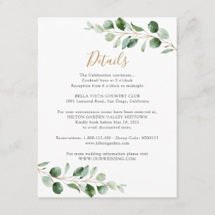 Elegante groene eucalyptus informatie details informatiekaartje