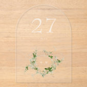 Elegante Groene Eucalyptus Krans Boog Tafelnummer (Voorkant)