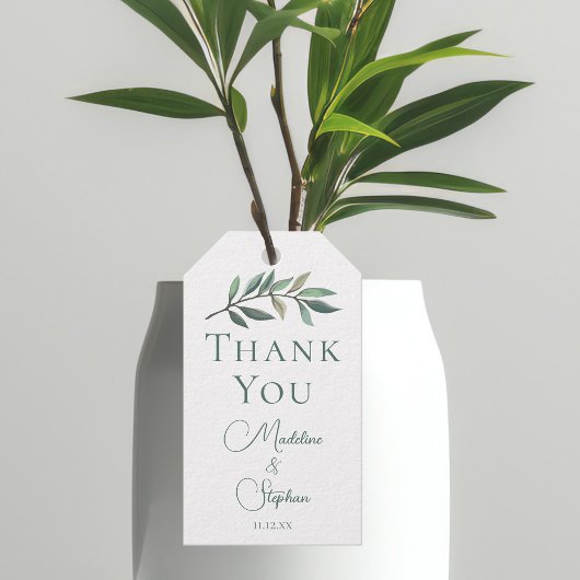 Elegante groene Eucalyptus Leaf bruiloft Cadeaulabel