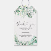 Elegante groene eucalyptus-monogram-huwelijk cadeaulabel (Voorkant)