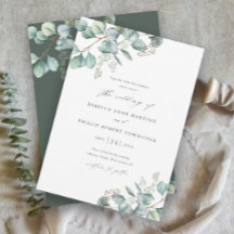 Elegante groene eucalyptus watercolor bruiloft