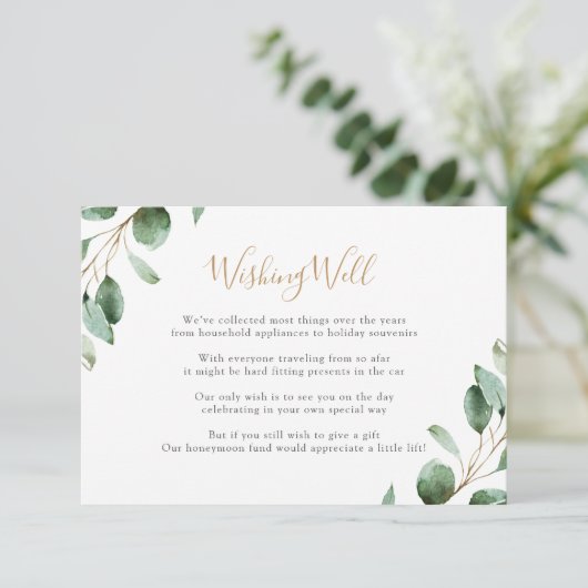 Elegante Groene Eucalyptus Wensput Informatiekaartje (Staand voorkant)