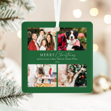 Elegante Groene Familie 4 Foto Collage Kerstmis