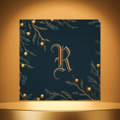 Elegante Groene Familie Monogram Kerst Kaart