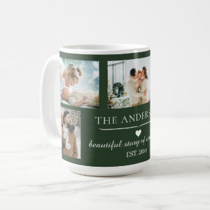 Elegante groene familiecatalogus met 5 foto's koffiemok
