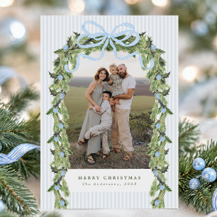 Elegante groene familiefoto kerstkaart