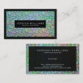 Elegante groene faux glitter & sparkles print visitekaartje (Voorkant / Achterkant)
