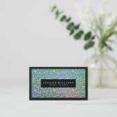 Elegante groene faux glitter & sparkles print visitekaartje (Staand voorkant)