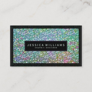 Elegante groene faux glitter & sparkles print visitekaartje
