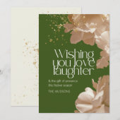 Elegante groene feestelijke seizoen gouden bloem feestdagenkaart (Voorkant / Achterkant)