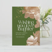 Elegante groene feestelijke seizoen gouden bloem feestdagenkaart (Staand voorkant)