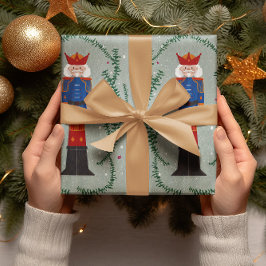 Elegante Groene Feestelijke Vrolijke Kerst Notenkr Cadeaupapier